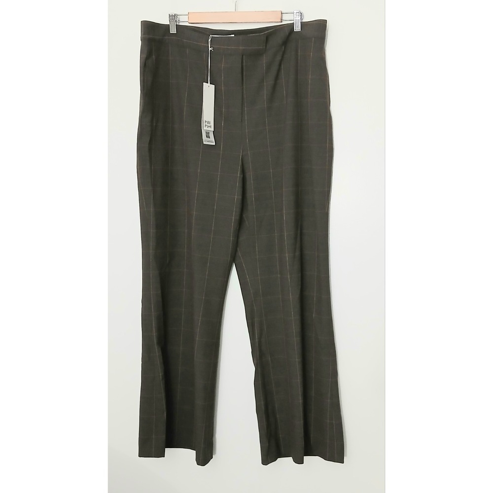 Pari Passu Dalita Pants Women's Size C5 (US 20) Brown Plaid Flare Wide Leg NEW